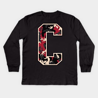 Initial Capital Letter C Camo Alphabet Gift Women Men Kids Long Sleeve T-Shirt